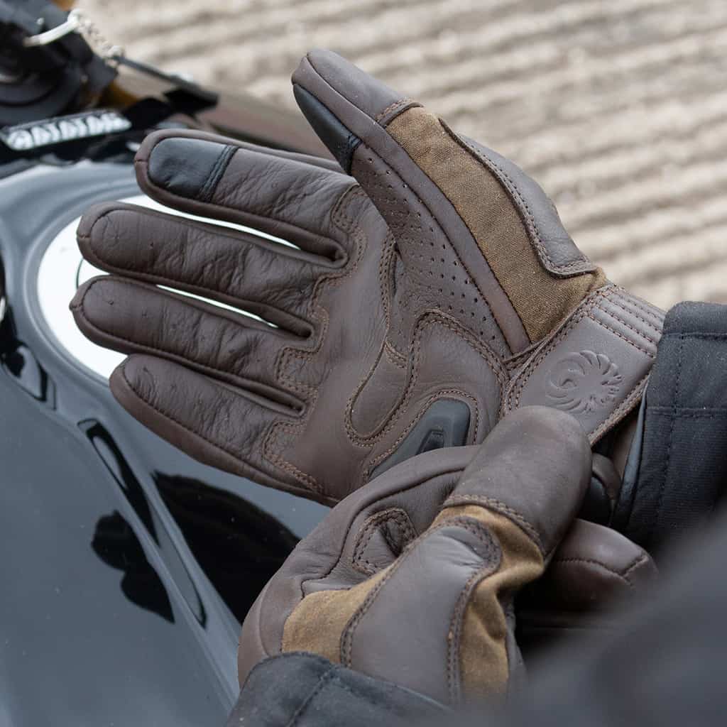 Merlin Glenn motorcycle gloves in olive