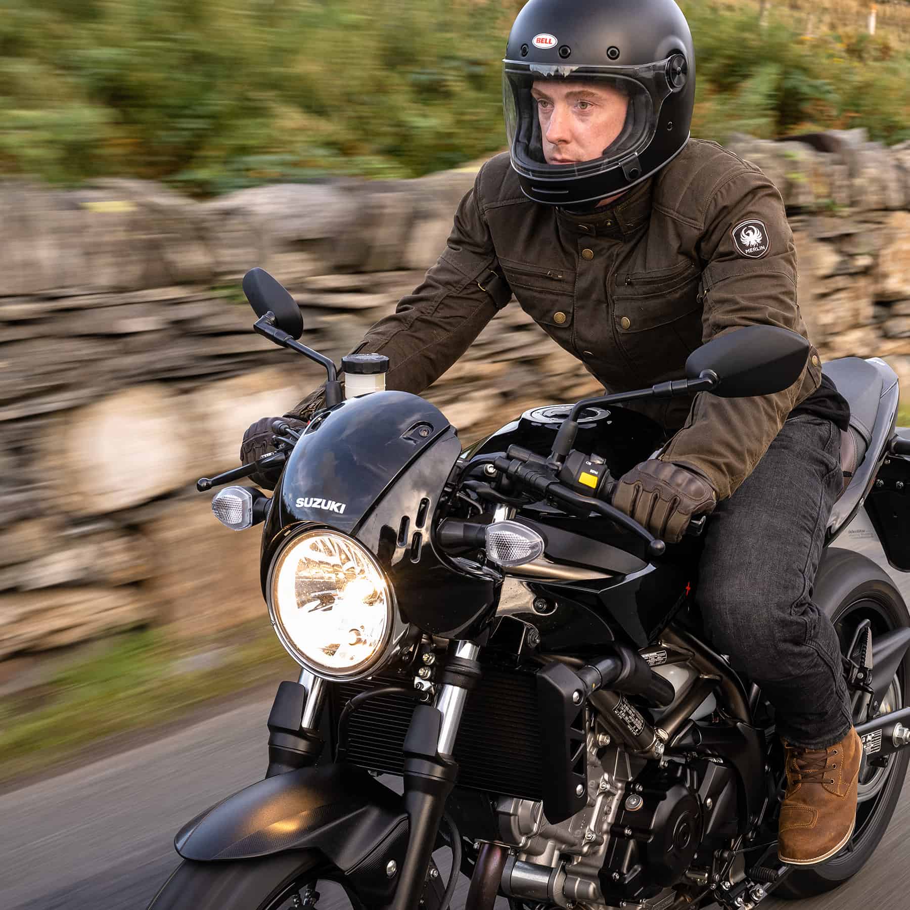 Merlin Barton 2 waxed cotton motorcycle jacket in olive
