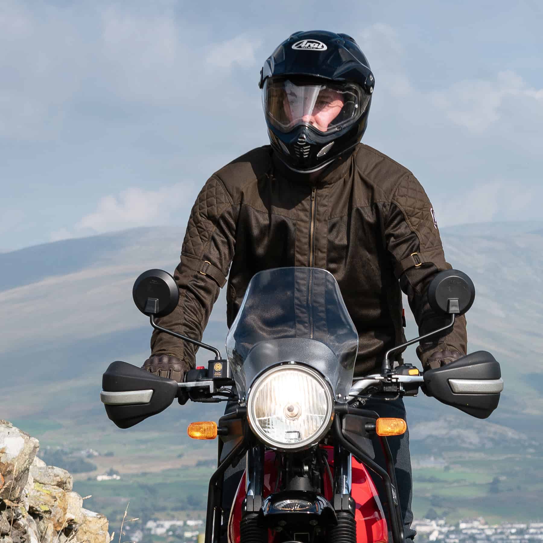 Merlin Chigwell Lite waxed cotton motorcycle jacket in olive