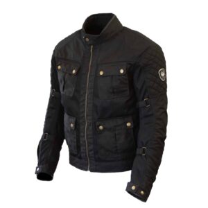 White background image of Merlin Chigwell Utility waxed cotton jacket in black