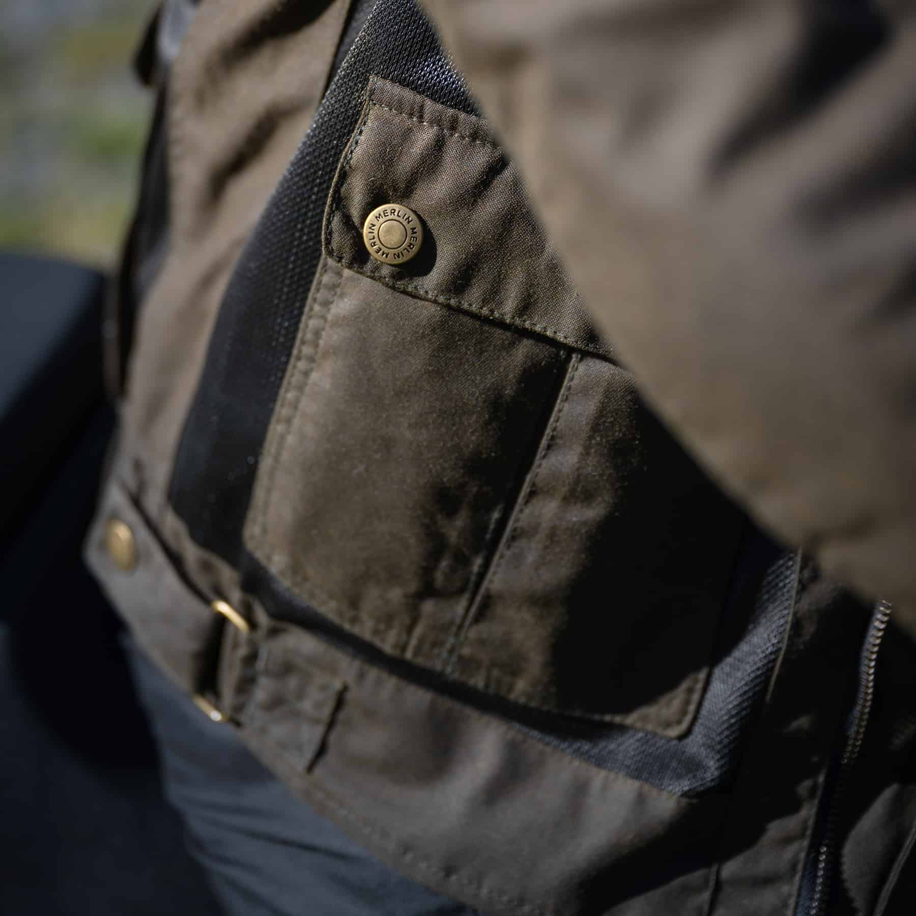 Merlin Chigwell Utility waxed cotton motorcycle jacket in olive