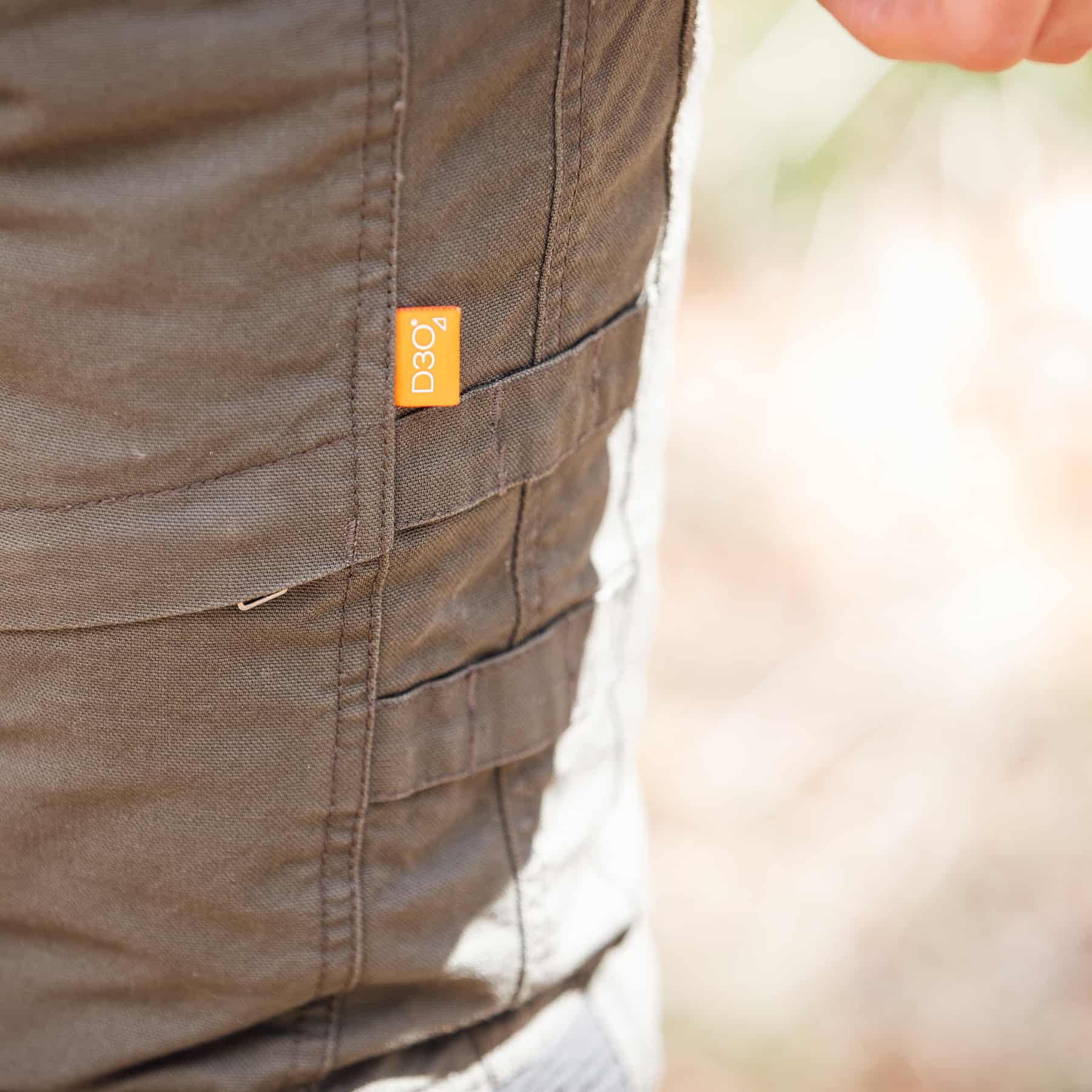 Merlin Mahala Cordura trouser in black and olive D3O detail