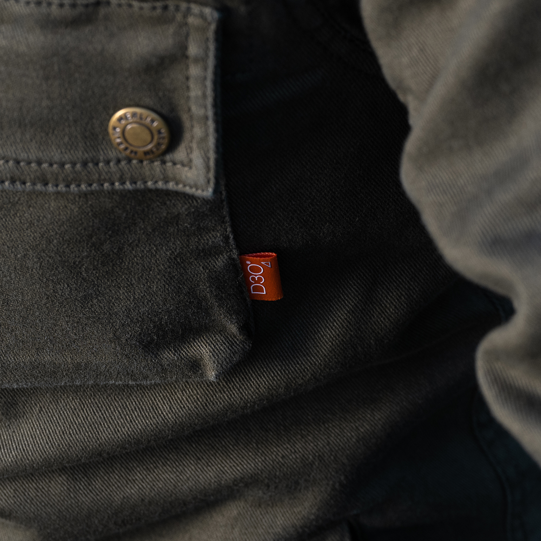 Merlin Brody D3O Single Layer Riding Shirt in olive D3O detail