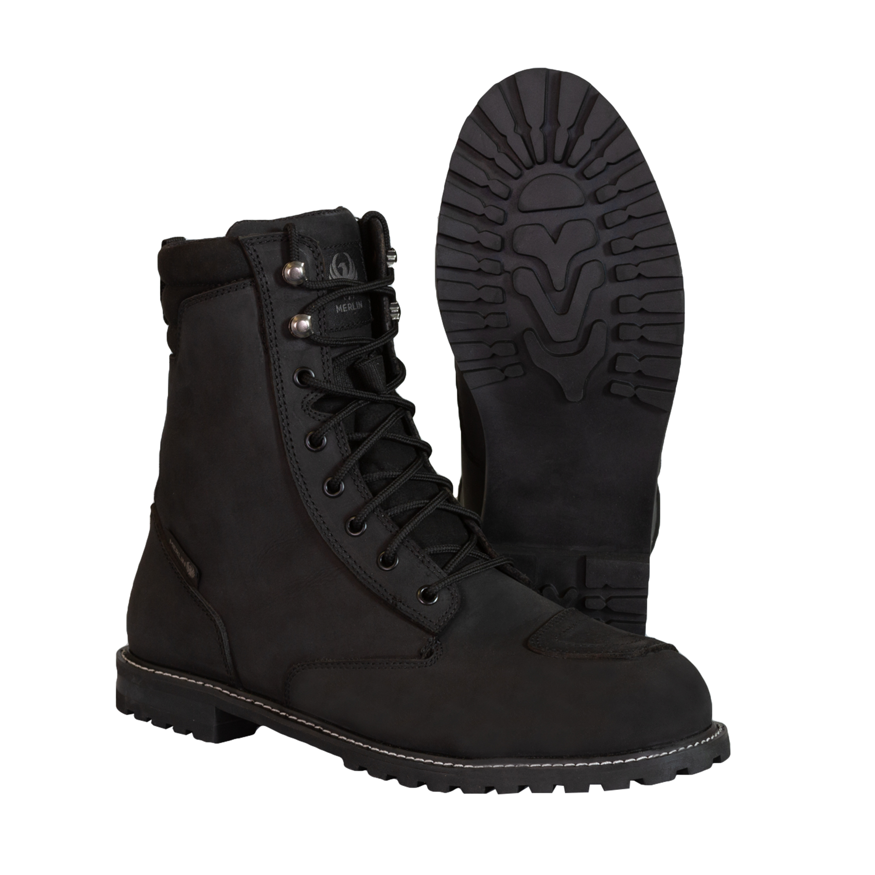 Studio image of the Merlin Drax II boots in black